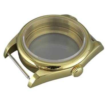 Imagem de FEIYASHI 36/39 mm 316L aço inoxidável ouro caixa de relógio mecânico vidro safira para NH35 34 36 38 movimento Miyota8215, Tampa inferior de vidro 6, 39mm+NH35 34 36 38 Movement, Caixa de relógio de