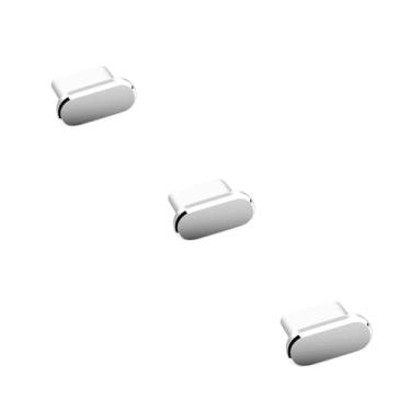 Imagem de Tampa Plug Protetora a Prova de Poeira e Sujeira com Suporte, Entrada e Saída USB Tipo-C (z3 - prata + prata + prata)