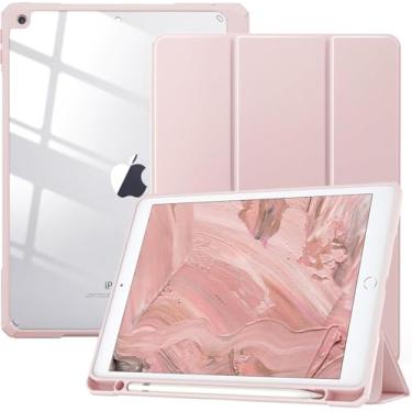 Imagem de MaxGood Capa para iPad 10.2 polegadas 9ª e 8ª e 7ª Geração 2021 e 2020 e 2019. Capinha iPad 10,2 Protetora Fina Capa Traseira Transparente Proteção com Suporte para Caneta (ROSA CLARO)