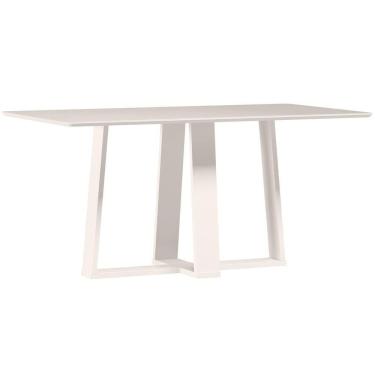 Imagem de Mesa De Jantar Para 6 Lugares 1,60m Tampo Mdf Com Vidro Rubi Off White - New Ceval
