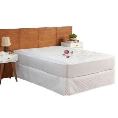 Imagem de Capa Protetora De Colchão Impermeável Casal Queen Matelado Com Elástico Branco