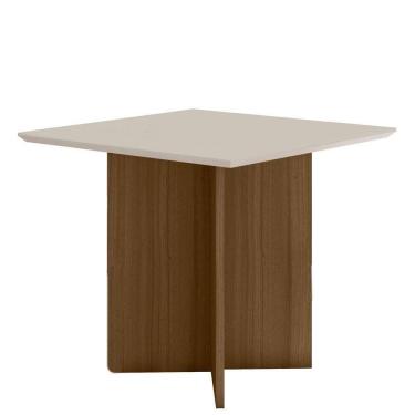 Imagem de Mesa De Jantar Quadrada 4 Lugares 90cm Tampo Chanfrado Sem Vidro Helô Carvalho/off White - Poliman