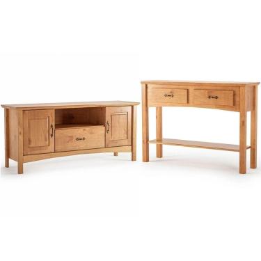 Imagem de Kit Rack Para Tv De Até 60" E Aparador 100% Madeira Ballena Carvalho