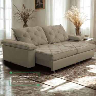Imagem de Sofá Retrátil E Reclinável 2,40m Clara | Conforto Premium E Design Elegante Capuccino