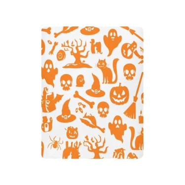Imagem de JUZIHAI Lençol de berço de Halloween para meninos e meninas, lanternas assustadoras de Halloween, macio, elástico, respirável, capa de colchão para berço padrão e cama infantil, 99 x 68 cm