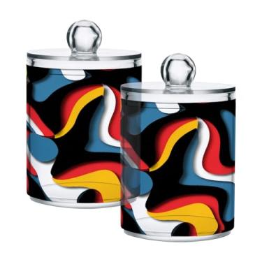 Imagem de Qilmy Qtip Suporte de 400 ml, frasco de armazenamento de boticário de plástico transparente de cores coloridas com tampa, dispensador de recipiente de banheiro para bola de algodão, cotonete, fio