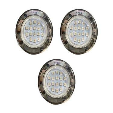 Imagem de Kit 3 hiper led 9w inox 316 rgb brustec para piscina