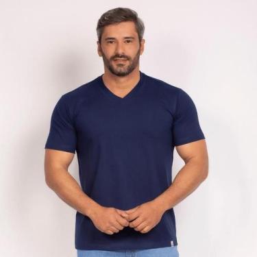 Imagem de Camiseta Gola V Pavin 100% Algodão, Azul marinho, P