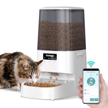 Imagem de Invengo Alimentador automático para gatos – Dispensador de comida para gatos MeowServe S20, alimentador automático para cães com tigela de aço inoxidável, alimentador de animais de estimação 5L com