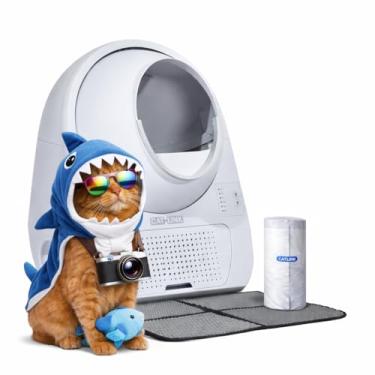 Imagem de CATLINK Caixa de areia automática autolimpante para vários gatos, grande capacidade com controle avançado de odores, compatibilidade de areia versátil, tapete e saco de lixo para gatos de 1,6 a 10 kg