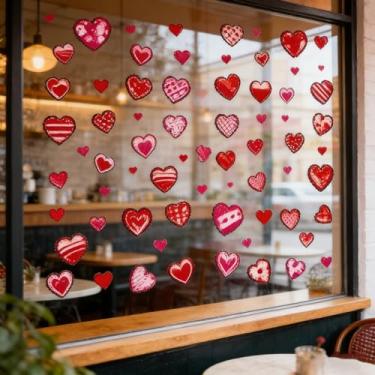 Imagem de 9 folhas (67 peças) adesivos para janela de dia dos namorados, decalques românticos em forma de coração para casa, casamento, aniversário, loja, escola, vidro, decoração de festas de fim de ano
