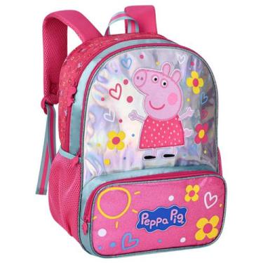Imagem de Mochila Escolar Creche Infantil Media 16" Menina Peppa Pig Oficial Ros