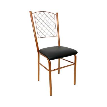 Imagem de Cadeira para Cozinha reforçada cor Cobre assento preto encosto de grade