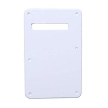 Imagem de Musiclily 6 Furos Escudo Traseiro Back Plate para Guitarra Fender EUA/Mexicana Made Stratocaster Standard Estilo Moderno,1 Camada Branco
