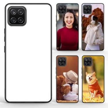 Imagem de FOQENCCI Capa de telefone 5 peças para Samsung Galaxy A22 5G sublimação em branco DIY capas de telefone para prensa térmica, borracha preta macia + capa protetora de policarbonato rígido