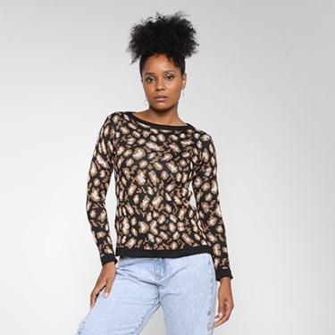 Imagem de Blusa Tricô Mercatto Animal Print Onça Feminina-Feminino