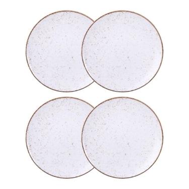 Imagem de Jogo De Pratos Rasos Grande Rústico 4 Peças 28cm Porcelana Tramontina