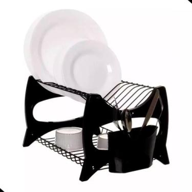 Imagem de Escorredor De Louca Cozinha 13 Pratos Copo Duplo 2 Andares Porta Talhe