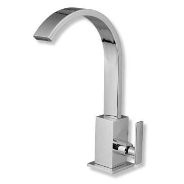 Imagem de Torneira Banheiro Cromada Cascata Slim de Pia Bica Móvel 1/4 de Volta 