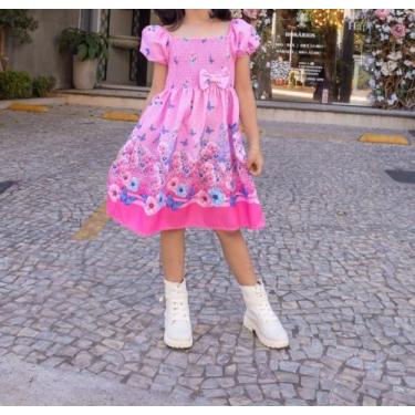 Imagem de Vestido Ciganinha Manguinha Bufante Borboleta - Utchuk Kids, Rosa, G