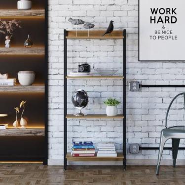 Imagem de Estante para Livros Industrial Multiuso 4 Prateleiras 146x60cm Dynamic