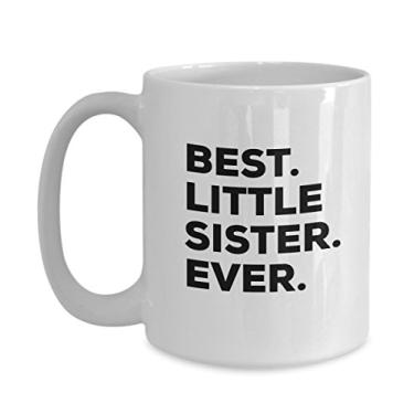 Imagem de Caneca Little Sister - Best Sister Ever - Xícara de café - Presentes atenciosos da irmã irmão Stepbrother Stepbrother Stepsis Lil Sis Sissy (425 g, Little Sister)