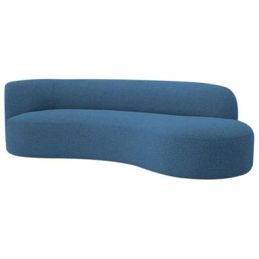Imagem de Divã Recamier Orgânico Tokyo 160cm Lado Direito Linho Azul Royal - Ama