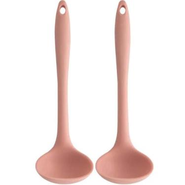 Imagem de 2 Conchas de Silicone Rosa 27cm de Cozinha para Sopas Feijão Servir mo