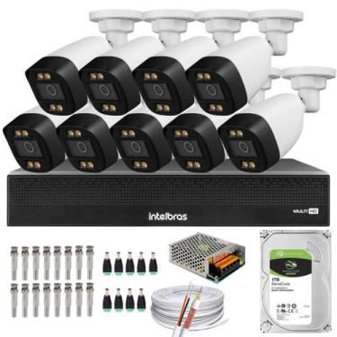 Imagem de Kit 9 Câmeras Segurança FullColor Visão Noturna Colorida 1080p 2.8mm D
