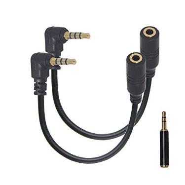 Imagem de Riqiorod Cabo TRS para TRRS Adater de 3,5 mm, 2 pacotes de cabo adaptador de áudio Micropohne, + 1 adaptador TRS macho para TRRS fêmea, use microfone para celular, iPhone, iOS, Andriod Samsung (RC4)