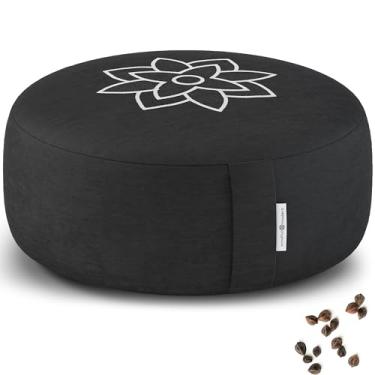 Imagem de Mindful Modern almofada de meditação grande e moderna para zafu yoga - almofada de meditação para sentar no chão - almofada de ioga cheia de casco de trigo sarraceno com capa removível e lav