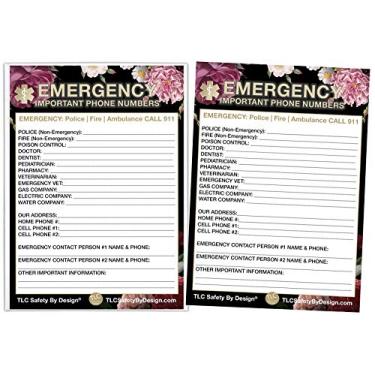 Imagem de Cartões de contato de emergência em manga magnética para casa sozinhos 12,7 cm x 17,78 cm Aprovado pelo médico para geladeira com segurança Números de telefone Importantes Lista de chamadas (2 cartões e 1 manga magnética, Black Medical ICE)