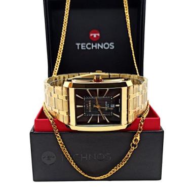 Imagem de Relógio Technos Dourado Quadrado Classic Executive 2117ldm/1p Luxo