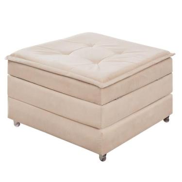 Imagem de Puff Multifuncional Baú Com rodizio Para Sala Que Vira Cama Colchão De