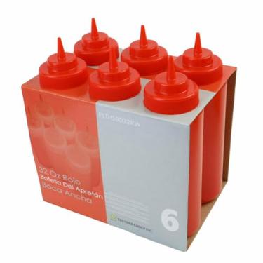 Imagem de FSE PLTHSB032RW Squeeze Bottle, 946 ml, boca larga, plástico, vermelho, (6 por pacote)