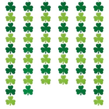 Imagem de FYSUIMU 29,5 m Dia de São Patrício Guirlanda de feltro Trevo Trevo Guirlanda Banner Dia de São Patrício decorações de festa para casa suprimentos de festa irlandesa