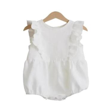 Imagem de Princesa bebê menina macacão verão algodão linho infantil macacão todd