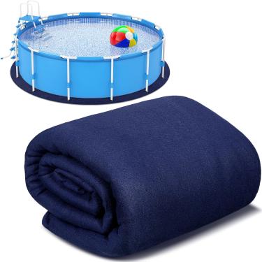 Imagem de Tinideya Forro de piscina redondo de 3,6 m, resistente, durável, resistente a perfurações, poliéster geotêxtil acima do solo, acessórios de piscina, almofada delicada para piscina, banho (azul