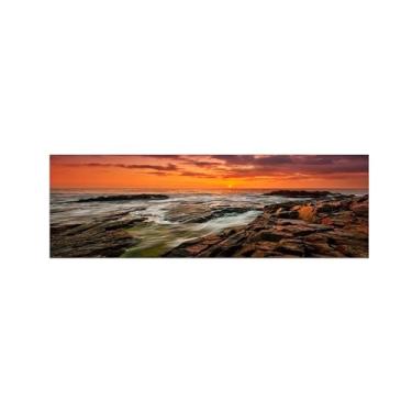 Imagem de Pintura de paisagem - imagem de arte de parede - paisagem marítima pôr do sol - impressões em tela natureza para sala de estar quarto decoração de casa 50 x 150 cm 20 x 59 polegadas sem moldura