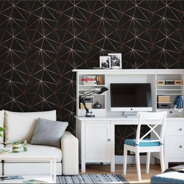 Imagem de Papel De Parede Para Quarto Casal Sala Negro Fio Rosê 3M