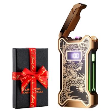 Imagem de Dachance Isqueiro elétrico para homens, pai, ele, contador digital, mostrador bettário, à prova de vento, plasma, sem chama, USB, arco recarregável, presentes de aniversário para homens, namorado