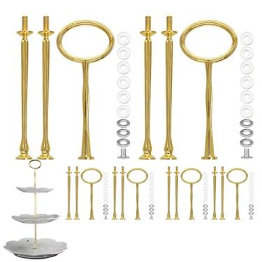 Imagem de Suporte para bolo, suporte para bandeja de sobremesa em camadas|Suporte de sobremesa com placa de exibição de doces de frutas de 3 camadas para festa,Suporte de torre de bolo em camadas de liga de z