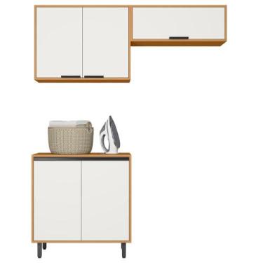 Imagem de Armário Multiuso Lavanderia Nala Freijó UV/Off Acetinado Z44 - Mpozena