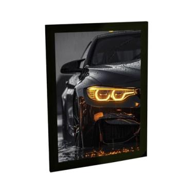 Imagem de Quadro Decorativo Carro Esportivo Preto Farol Amarelo Decoração Poster Quarto Sala