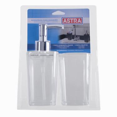 Imagem de Kit Banheiro Porta Sabonet Liquid Porta Objeto Cristal Astra