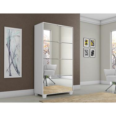 Imagem de Sapateira Armário Multiuso Pequim Com Espelho Branco