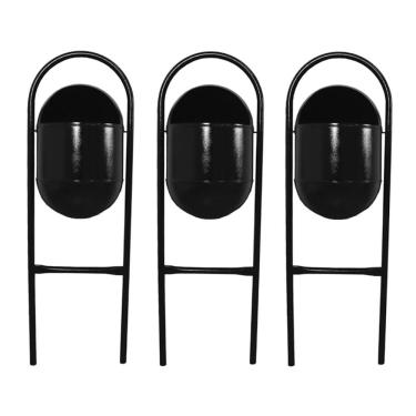 Imagem de Kit 3 Lixeira Portugal FechadaChapa Parque Calçada Rua 115cm