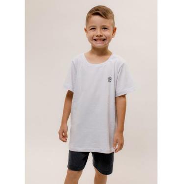 Imagem de Pijama Infantil Manga Curta Algodão  Branco/ Preto mescla - Piante Pij