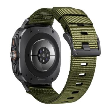 Imagem de CUZOW Pulseira masculina de nylon resistente compatível com Samsung Galaxy Watch Ultra de 47 mm (2024), ajustável para smartwatch