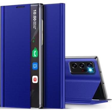 Imagem de Capa para Samsung Galaxy S10 Plus com janela inteligente transparente, com suporte para Samsung S10 Plus, capa flip fina espelhada de couro rígido para PC, Galaxy S10 Plus View Clear Smart Window